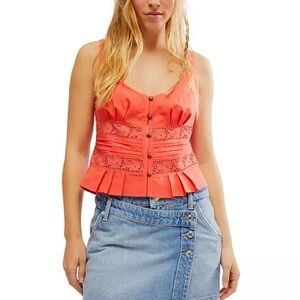 Kianna Eyelet Lace Pintuck Sleeveless Cotton Top